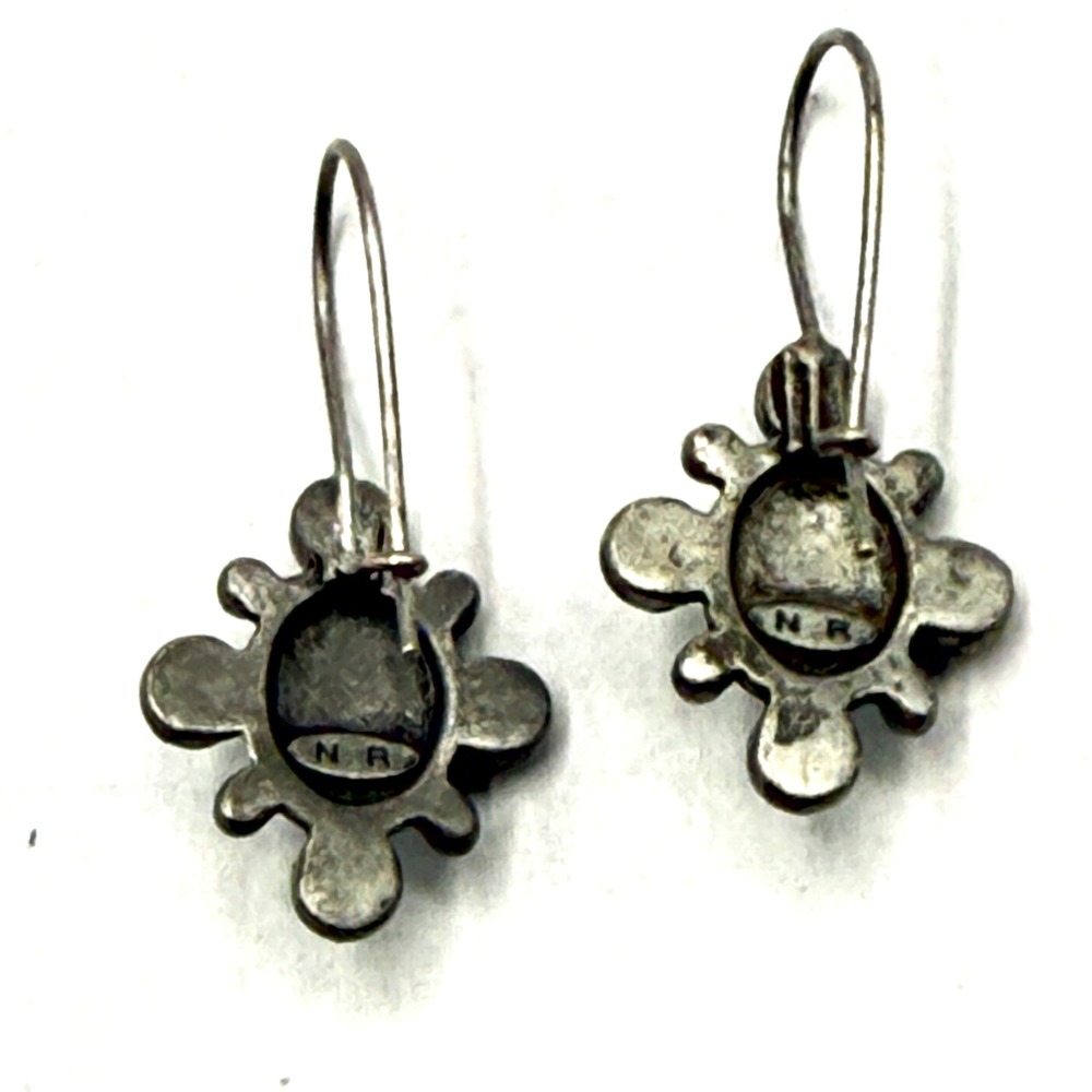 NR Sterling Silver Turquoise Drop Earrings Women OS Blue Green Excellent Boho - Picture 2 of 4